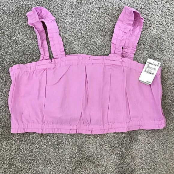 BP Purple Tulip Sleeveless Gathered Crop Tank Top Square Neck Women's NWT - Picture 5 of 6